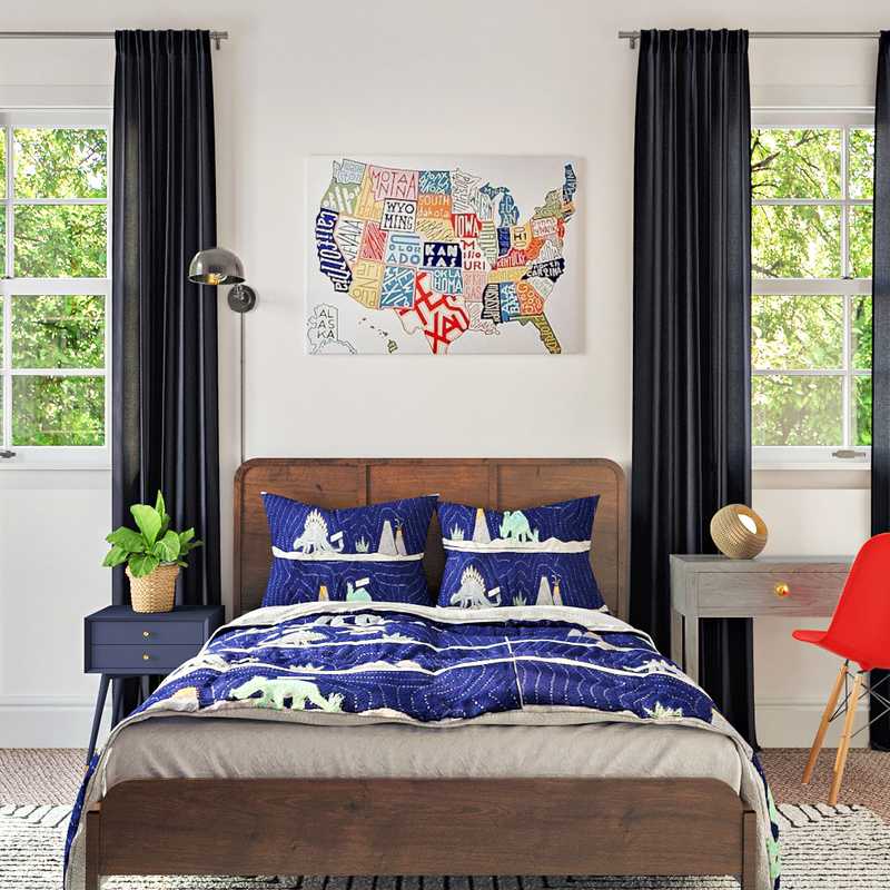 Eclectic, Preppy Bedroom Design by Havenly Interior Designer Natalie