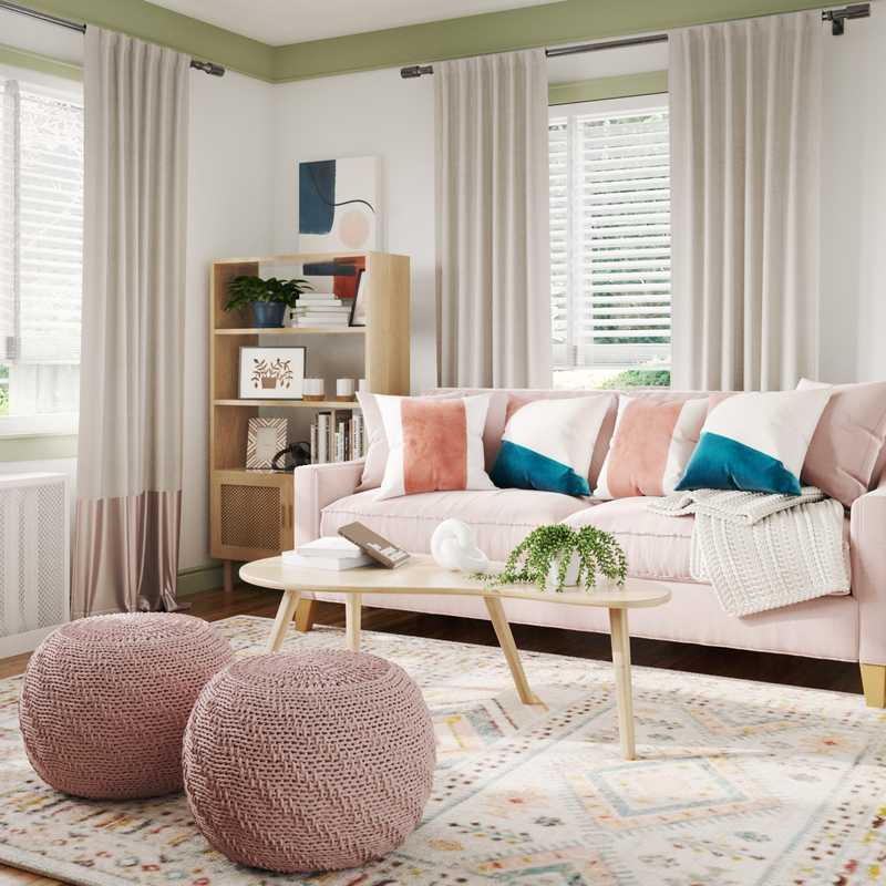 Bohemian, Midcentury Modern Living Room Design by Havenly Interior Designer Briana