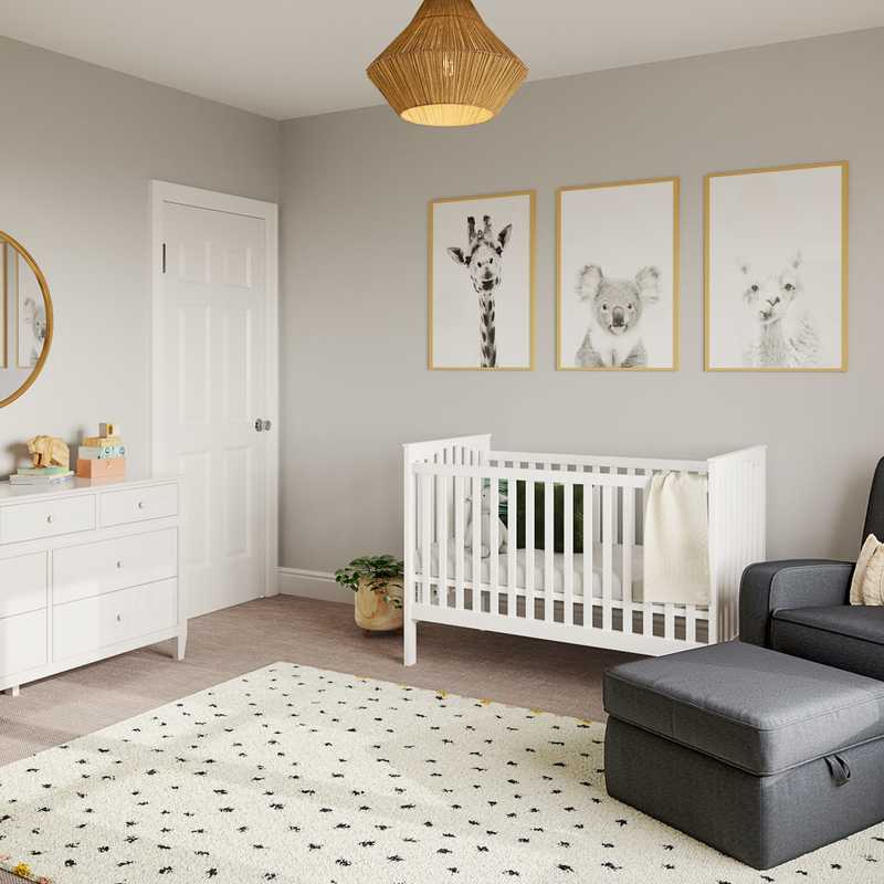 Bohemian, Farmhouse, Scandinavian Nursery Design by Havenly Interior Designer Liliana