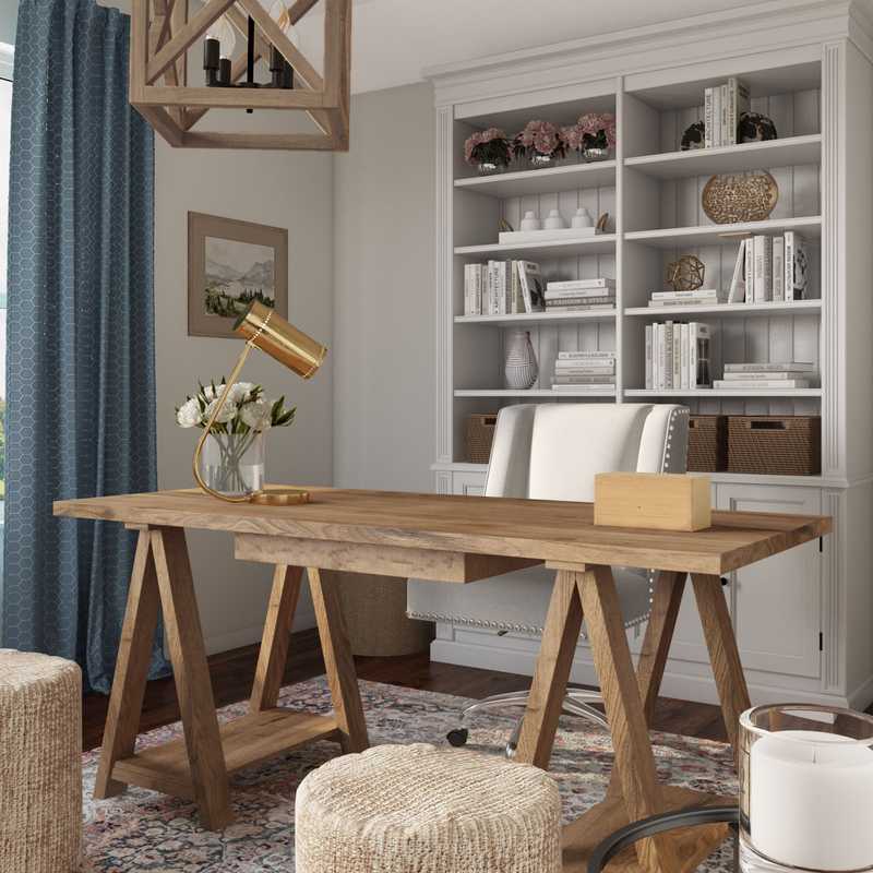 Contemporary, Bohemian, Farmhouse, Rustic Office Design by Havenly Interior Designer Holly