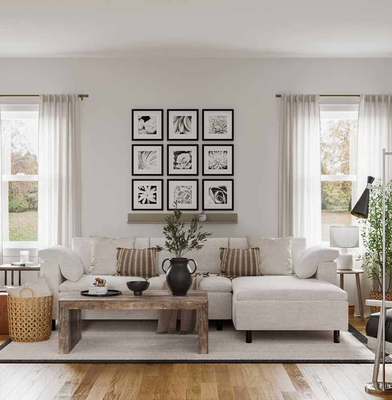 Classic, Bohemian, Farmhouse, Transitional Living Room Design by Havenly Interior Designer Maria