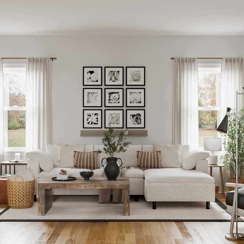 Classic, Bohemian, Farmhouse, Transitional Living Room Design by Havenly Interior Designer Maria